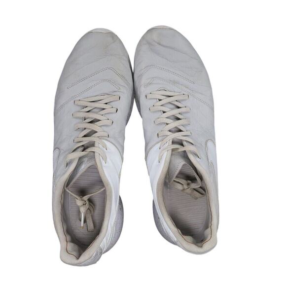 Nike Shoes Mens 13 Sneakers Roshe Tiempo VI Lifestyle Boot Triple White Leather - Picture 6 of 14